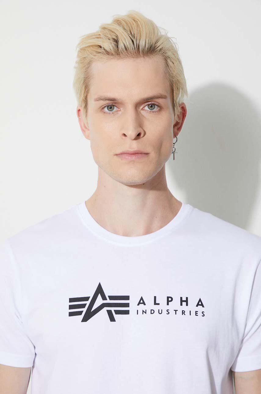 Alpha Industries cotton t-shirt men\'s white color | buy on PRM