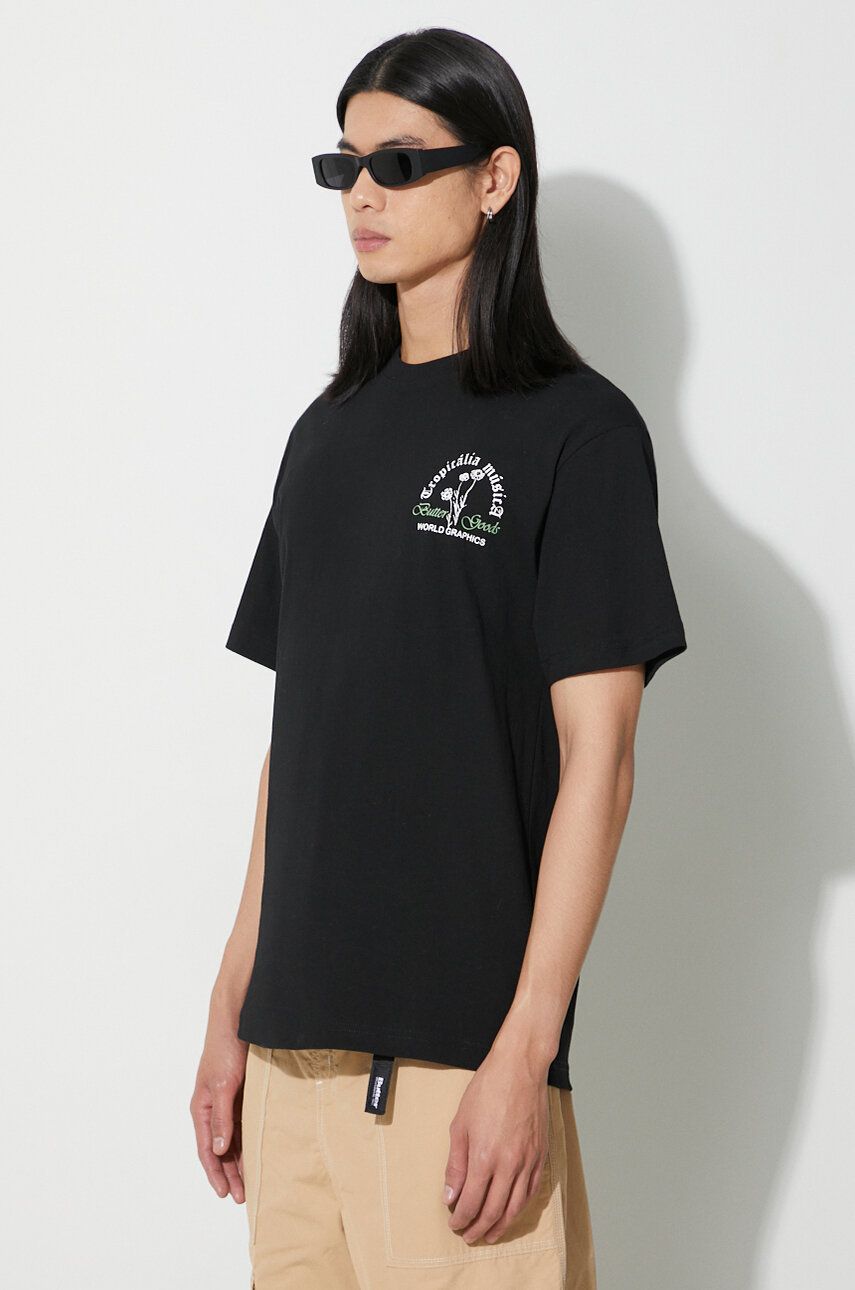 Butter Goods cotton t-shirt Tropicalia Tee men's black color