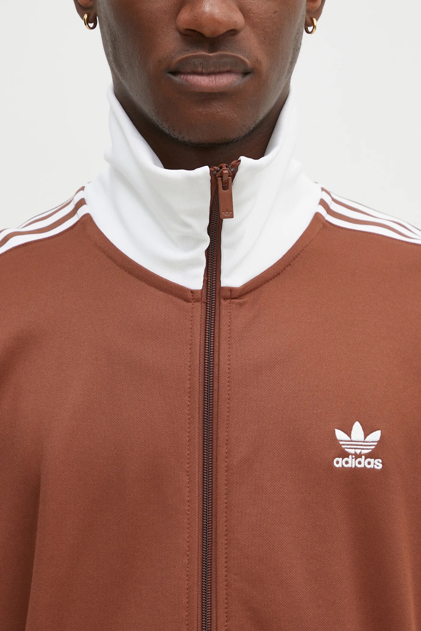 Brown adidas tracksuit top sales