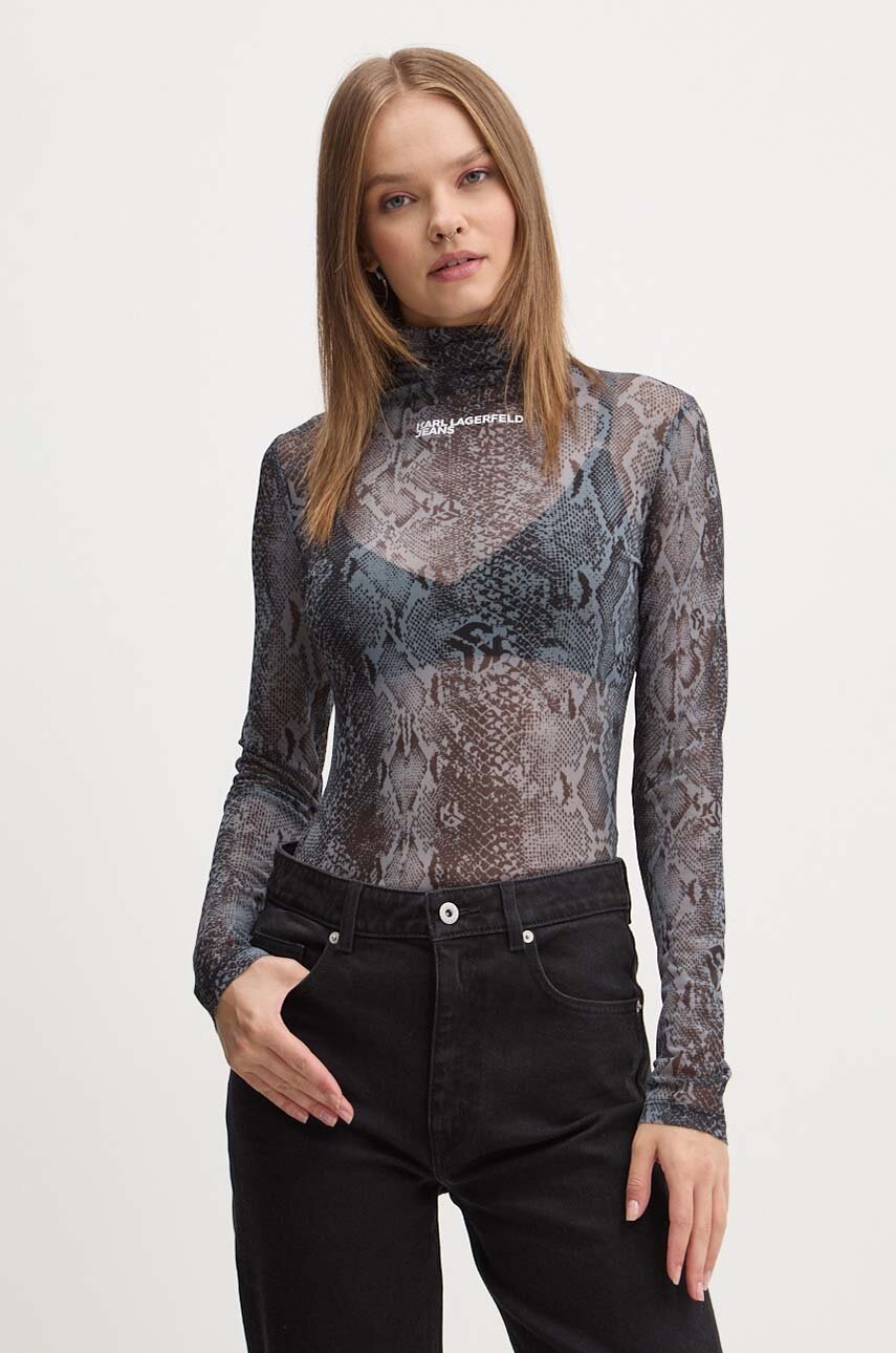 Karl Lagerfeld Jeans longsleeve damski kolor szary z