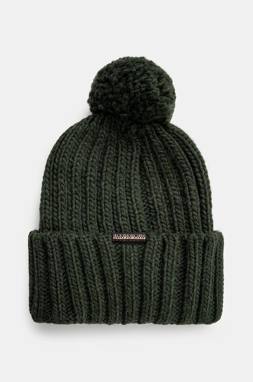 Napapijri wool blend beanie Fea 2 green color NP0A4GKAG1S1 at PRM US