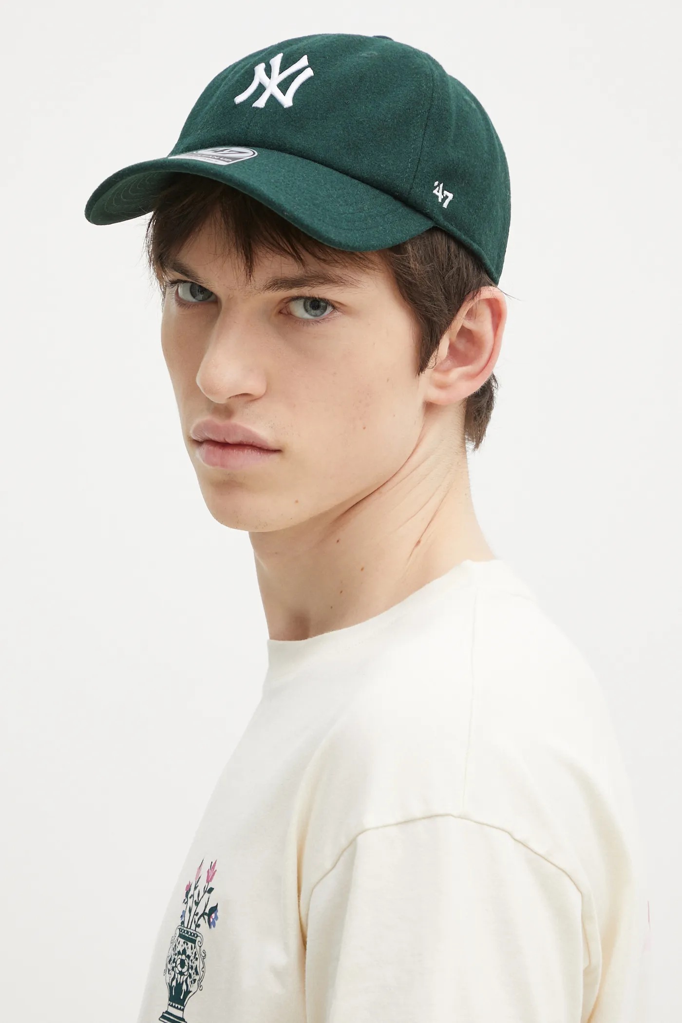 Sporty & Rich woolen baseball cap Yankees Serif Wool green