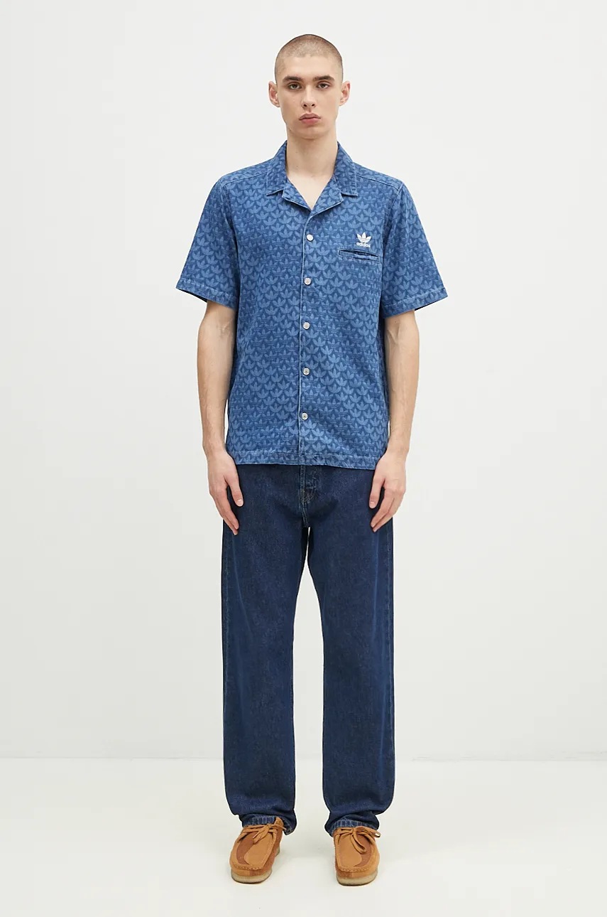 adidas Originals denim shirt men's blue color regular IX6731 at PRM US