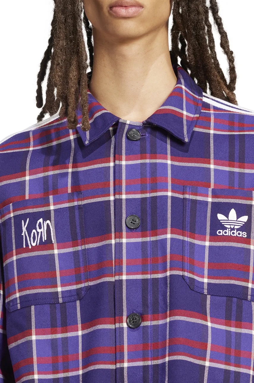 adidas Originals shirt Korn Overshirt men's violet color regular
