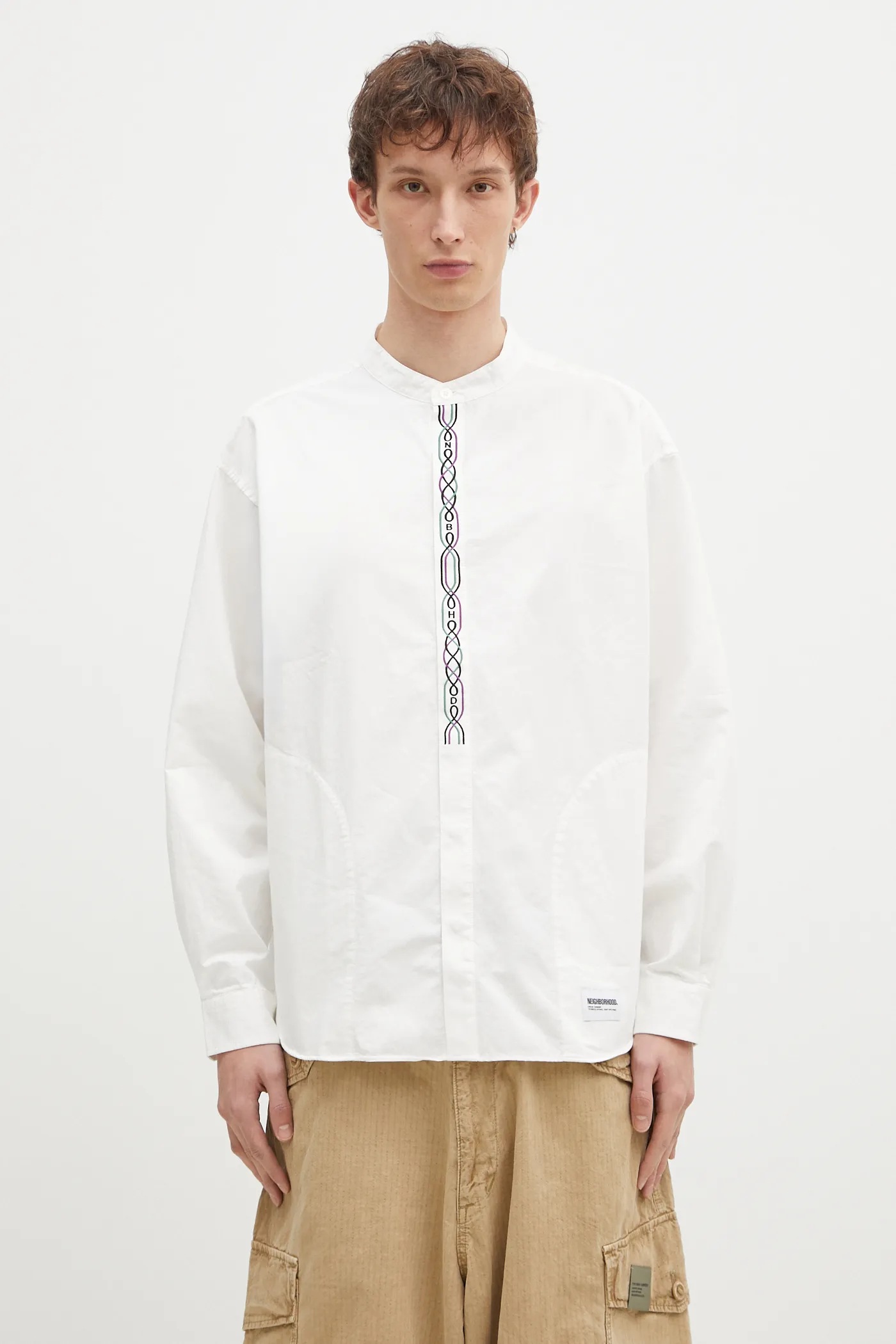 NEIGHBORHOOD cotton shirt men's white color regular with a