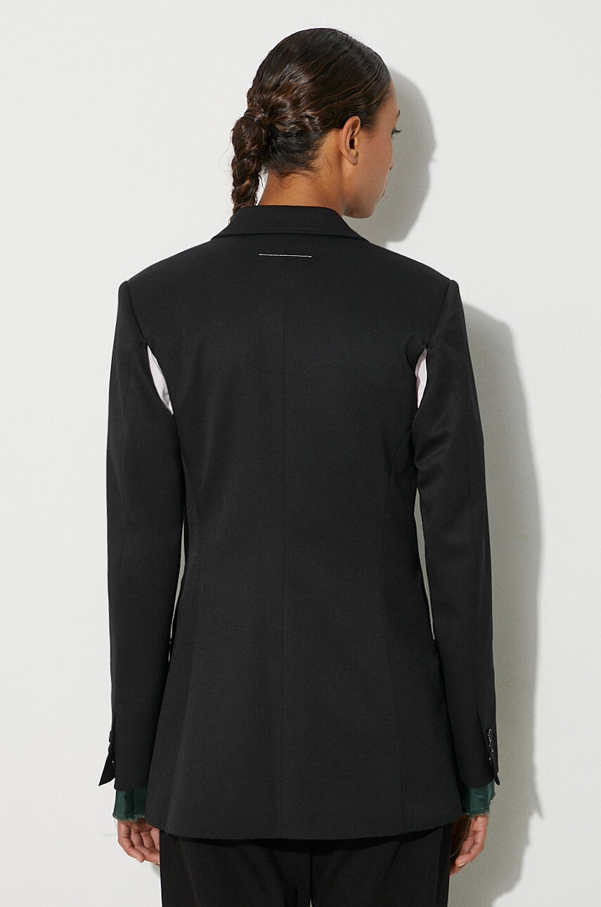 【送料&関税込】MM6 Maison Margiela Black Virgin Wool Blend Black Twist Wool Blend Trousers by MM6 Maison Margiela on Sale