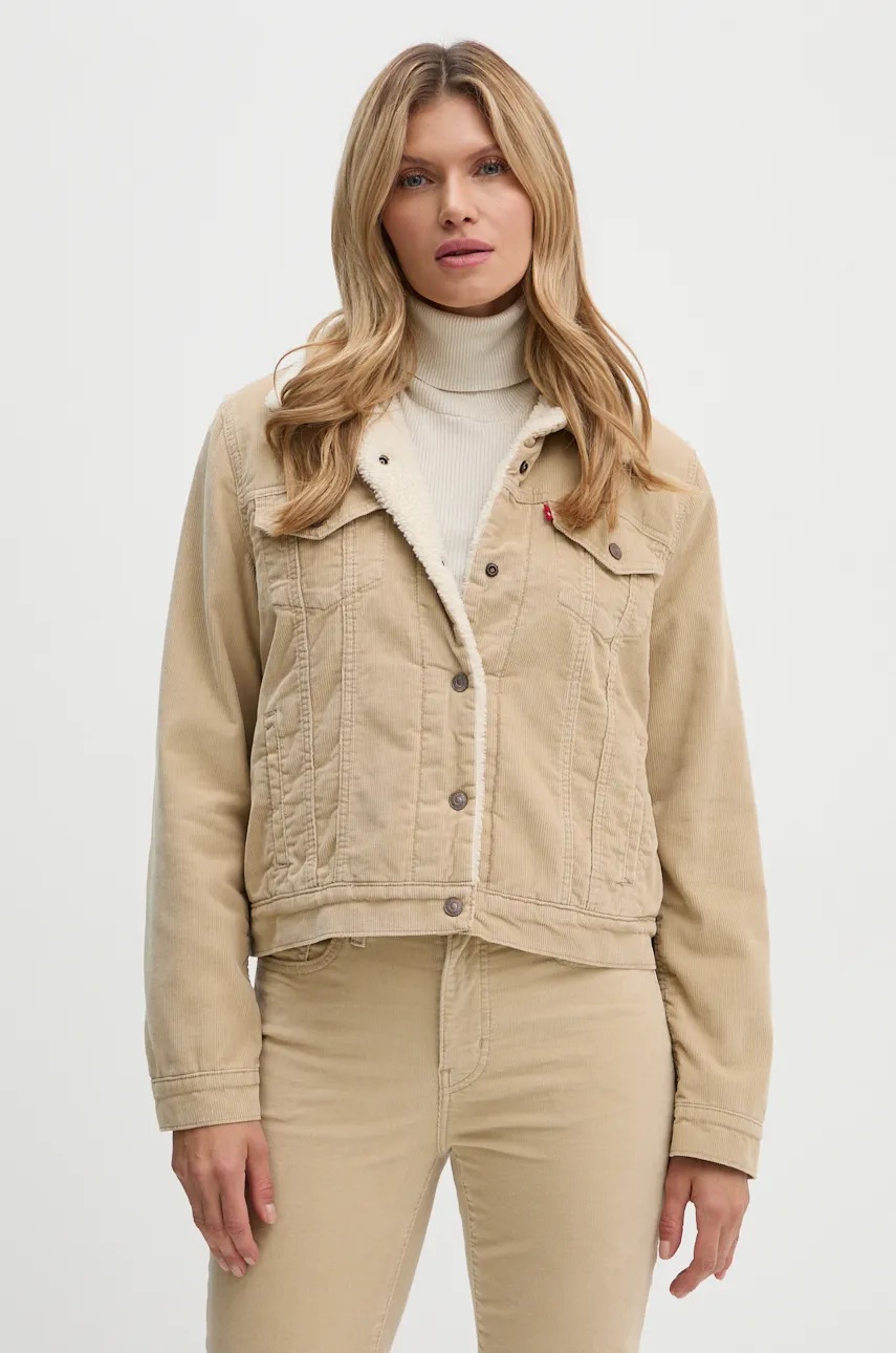 Levi's kurtka sztruksowa kolor beżowy przejściowa oversize