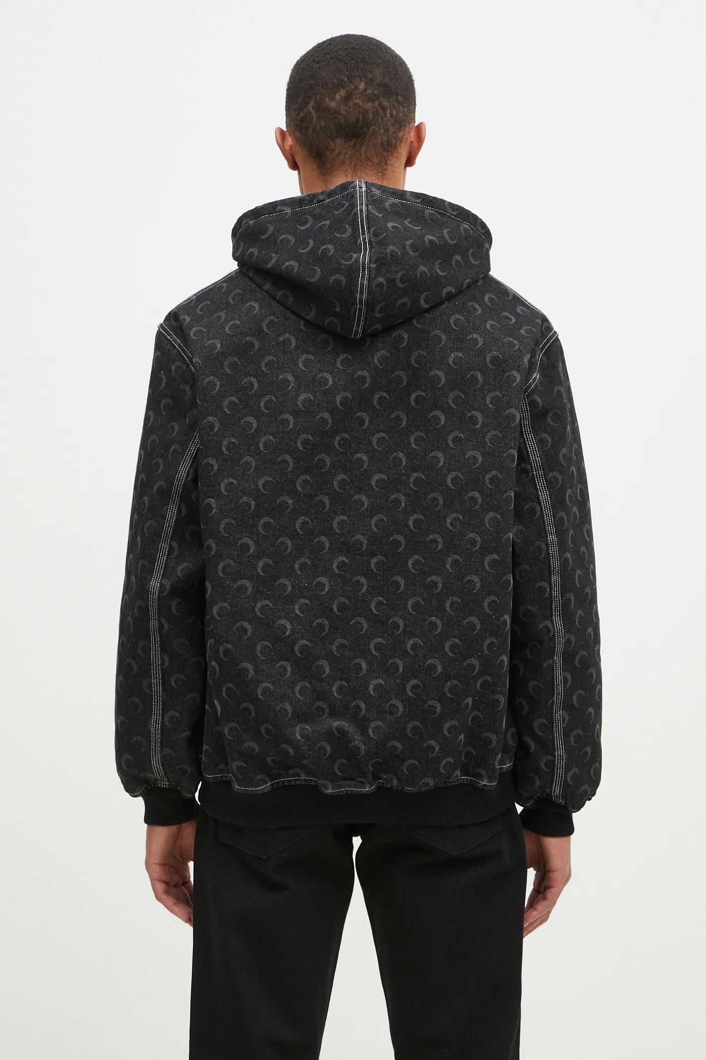 MARINE SERRE ファー付きレザージャケット Satin Grain Leather Fitted Jacket • Marine Serre