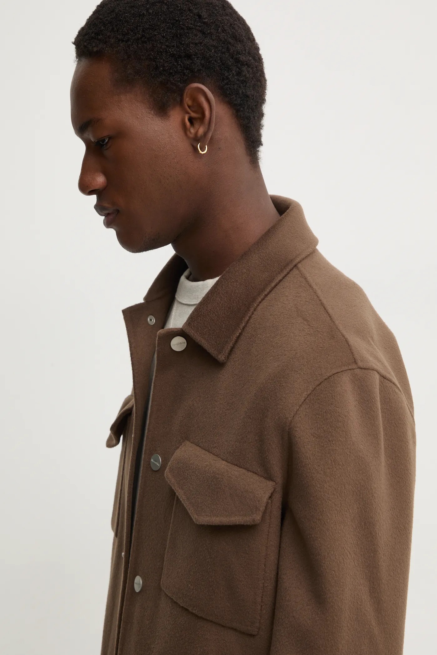 Nanushka woolen shirt jacket RHYS brown color NM24FWJK02578 at PRM US