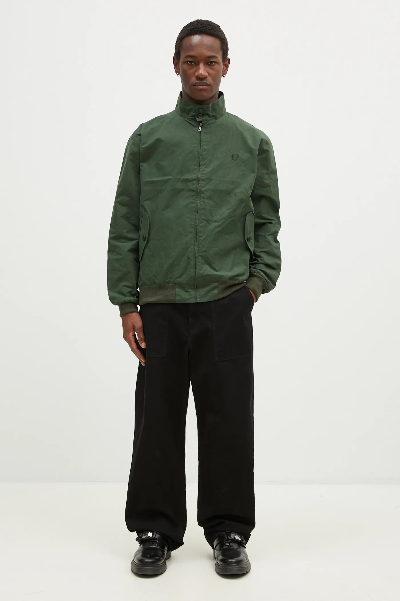 Fred Perry cotton jacket Made In England Wax Harrington green