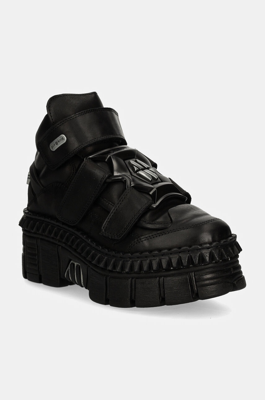 New Rock leather sneakers CRUST NEGRO NEGRO TOWER CASCO NEGRO black color M WALL285 S3 at PRM US