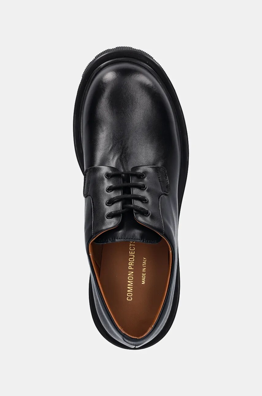 Common Projects leather shoes Chunky Derby men s black color 2451 at PRM US