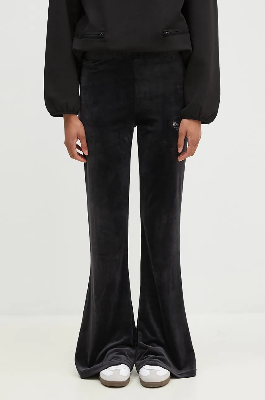 adidas Originals velour sweatpants Bling Flares black color