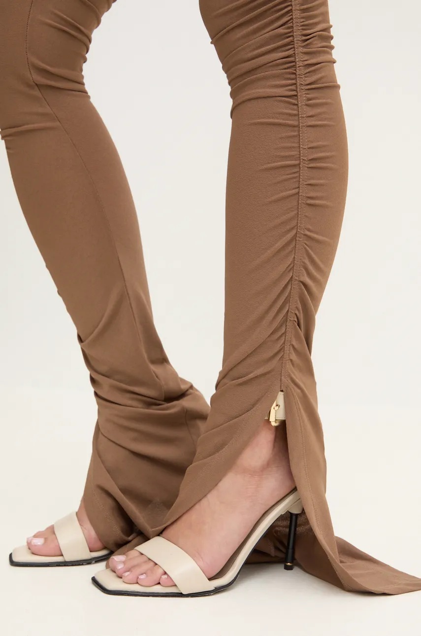 Rick Owens Lilies spodnie damskie kolor brązowy dopasowane
