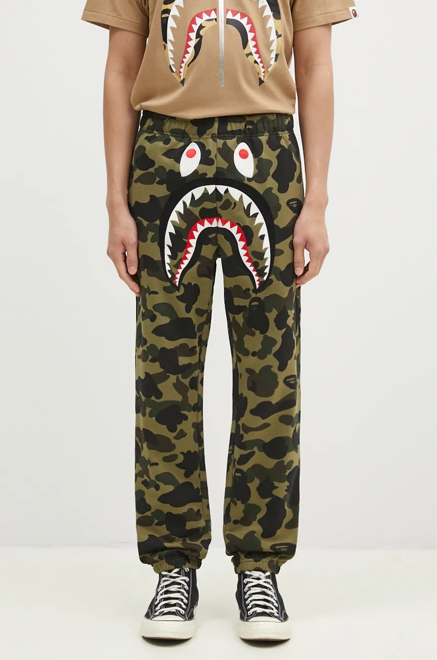 A Bathing Ape cotton joggers 1ST CAMO SHARK green color