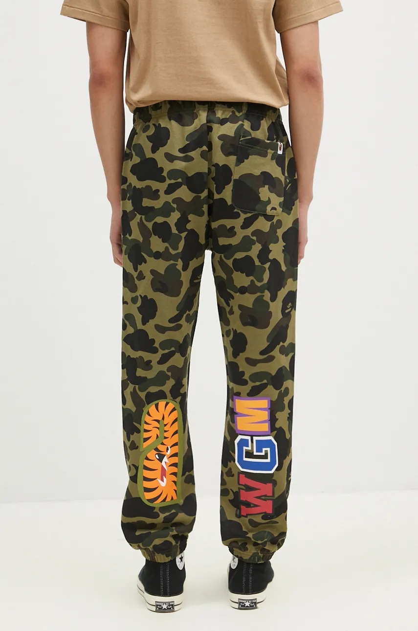 A Bathing Ape cotton joggers 1ST CAMO SHARK green color 1K80152008 at PRM US