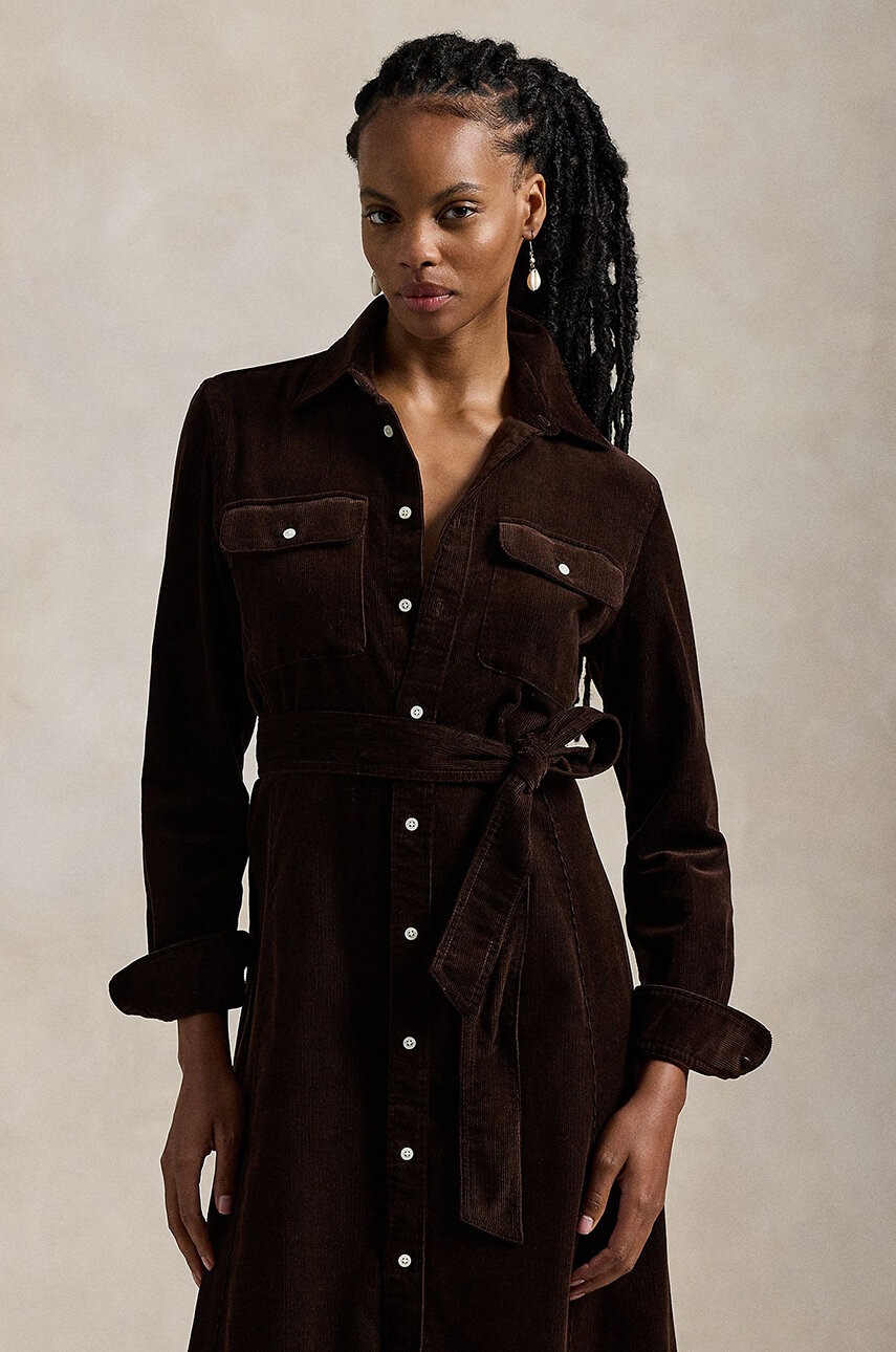 Polo Ralph Lauren corduroy dress brown color 211941473 at PRM US