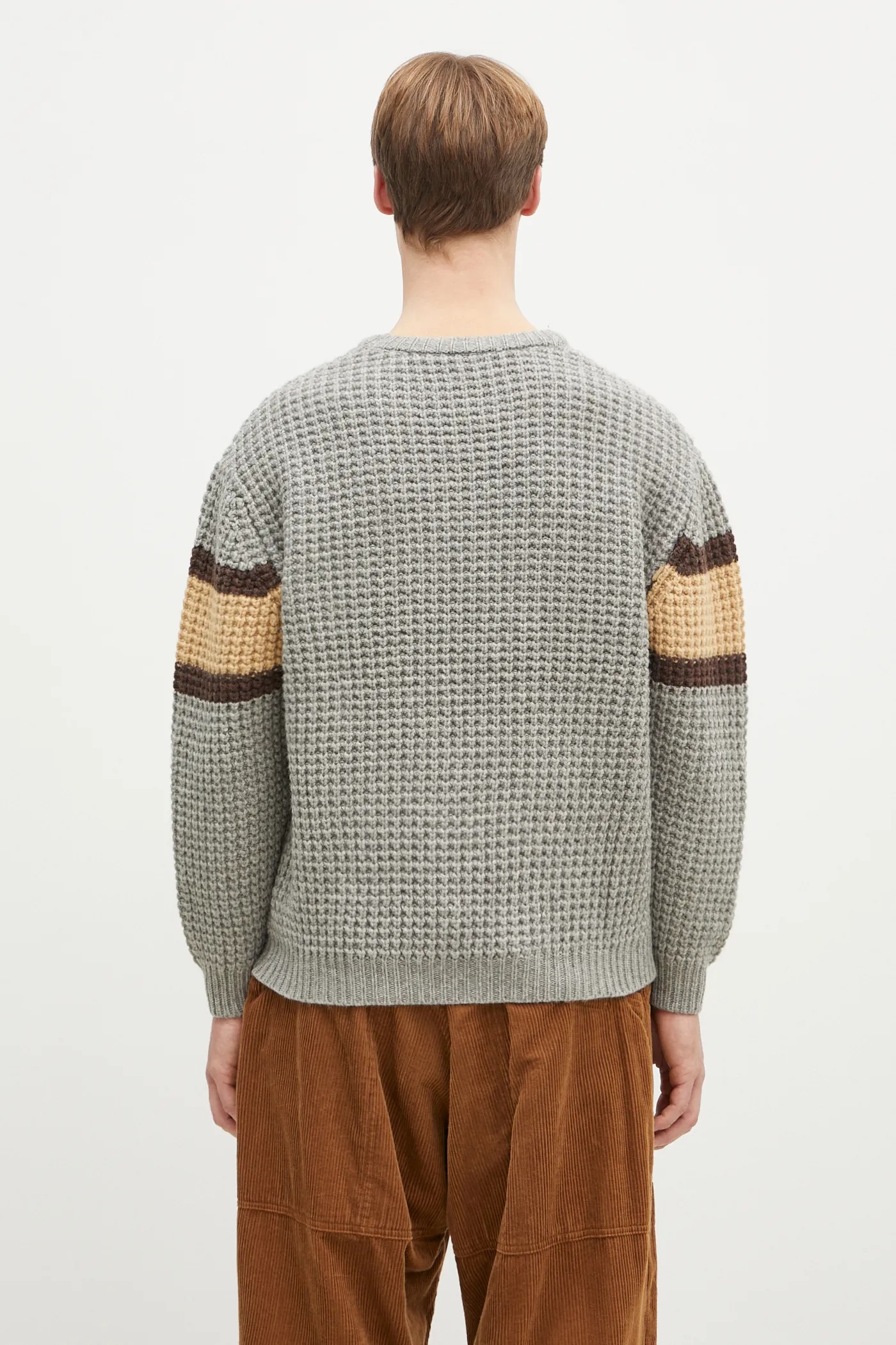 【NONCODE】Gasly collar color matching jumper PLEASURES woolen jumper Twitch Chunky Knit men's gray color