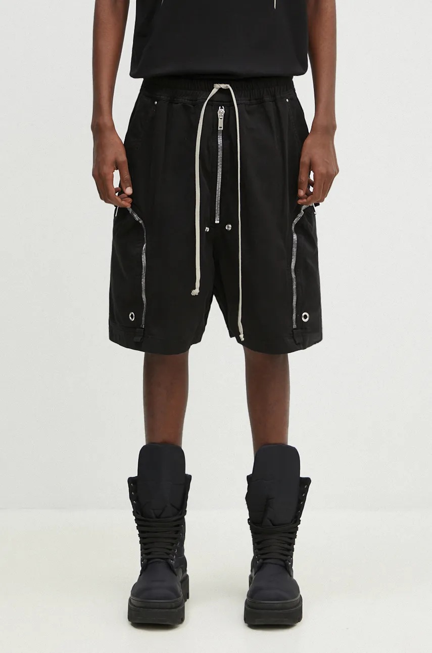 Rick Owens cotton shorts Bauhaus black color DU02D2389.TW at PRM US