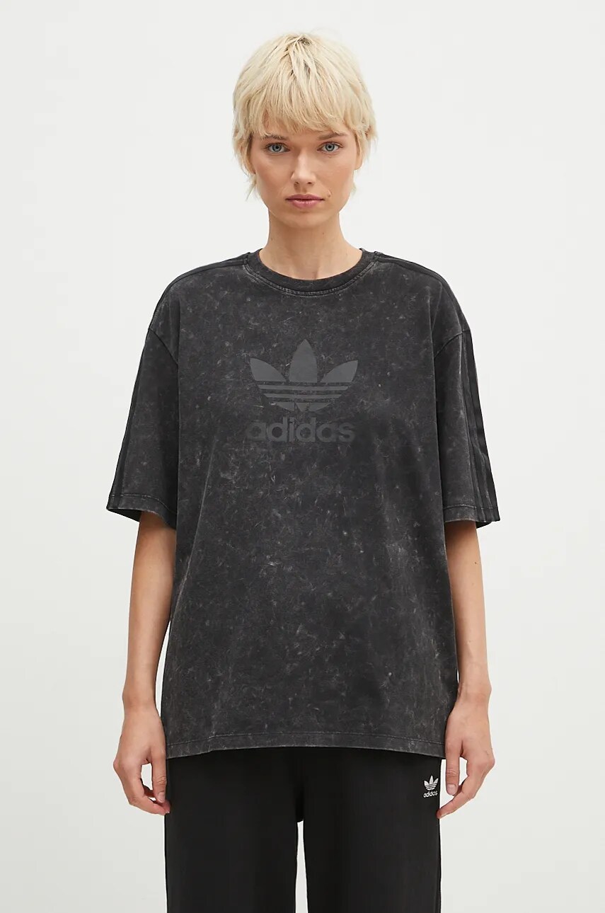 adidas Originals cotton t shirt Wash Tee women s black color IW3413 at PRM US