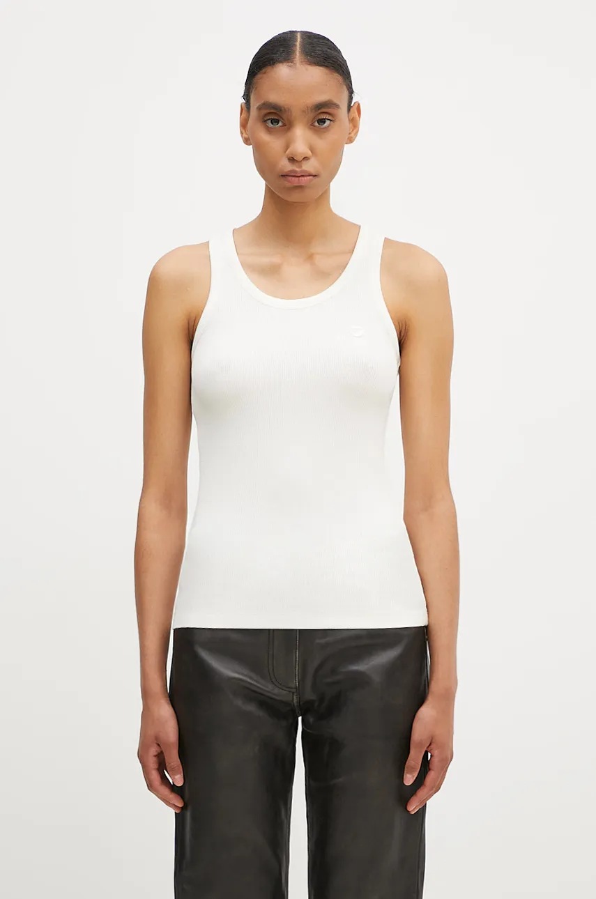 THE NEWHOUSE COOPER TANK TOP 色別注　スミクロXS Coperni top Rib Logo Tank Top women's beige color COPJS12F5006 at