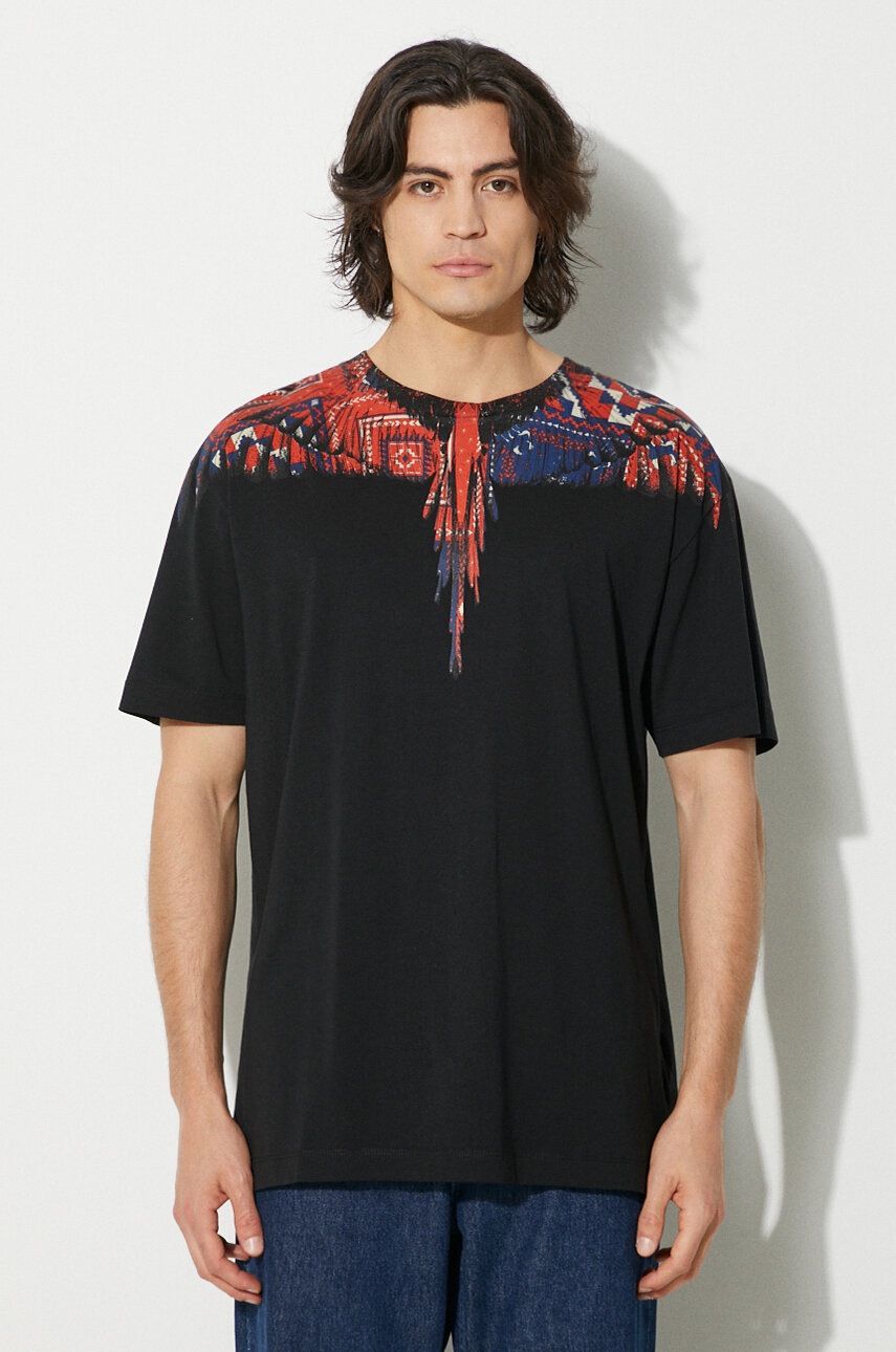 Tシャツ・カットソー MARCELO BURLON Men T Shirts CMAA018F23JER0041020 Black Marcelo Burlon cotton t-shirt Bandana Wings Basic Tee men's