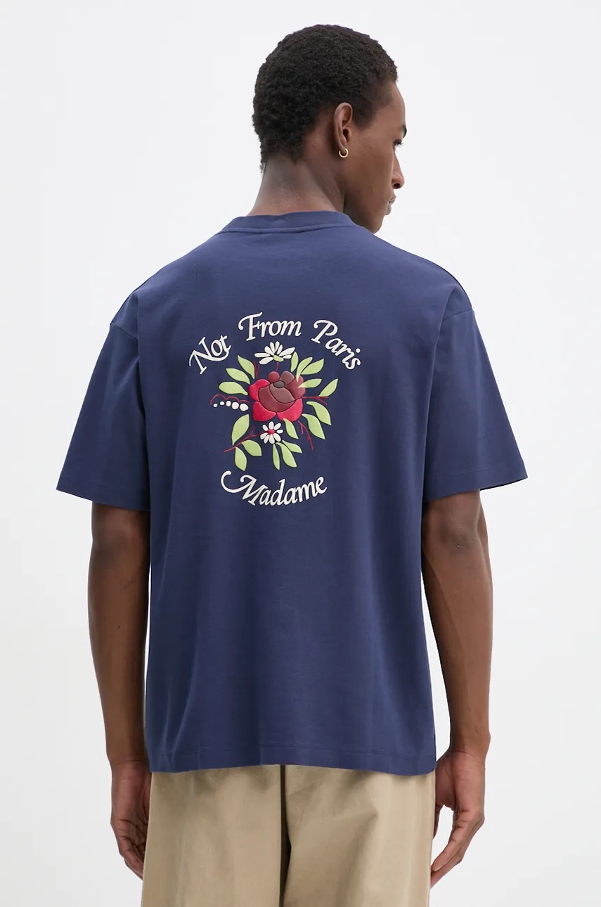 Tシャツ・カットソー DROLE DE MONSIEUR Men T Shirts TS203CO002NY Blue Drole De Monsieur Le Slogan T-Shirt, Size X-Small PERM-TS203