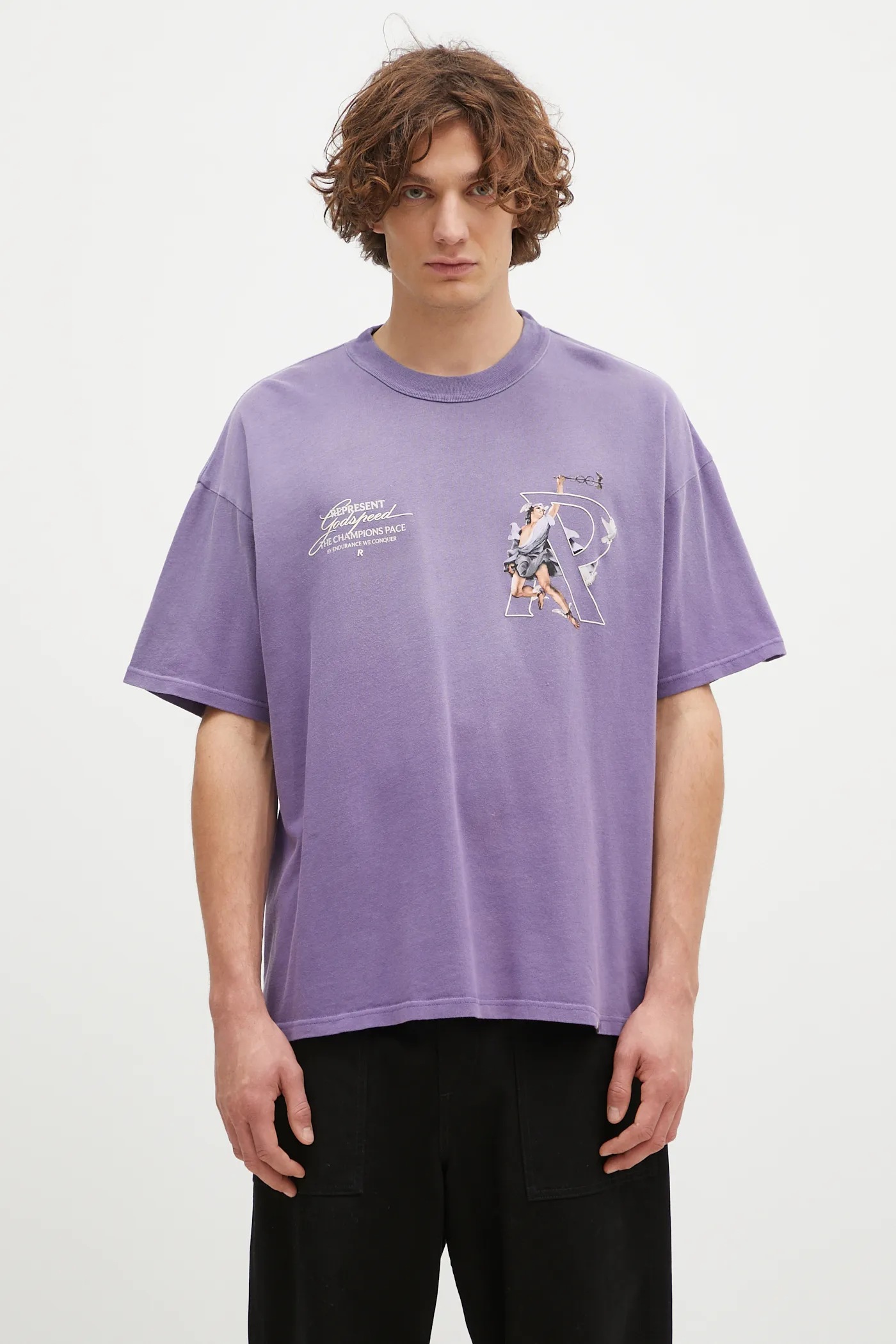 Represent cotton t-shirt Hermes men's violet color with a
