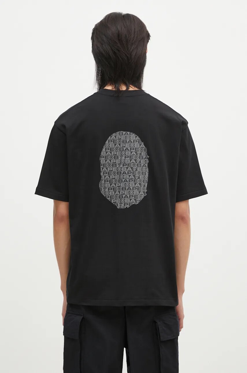 A Bathing Ape cotton t-shirt LUX SPORT PATTERN APE HEAD RELAXED FIT TEE men's black color with a print 1K80110322 at PRM US A Bathing Ape cotton t-shirt LUX SPORT PATTERN APE HEAD RELAXED FIT TEE men's black color with a print 1K80110322 at PRM US