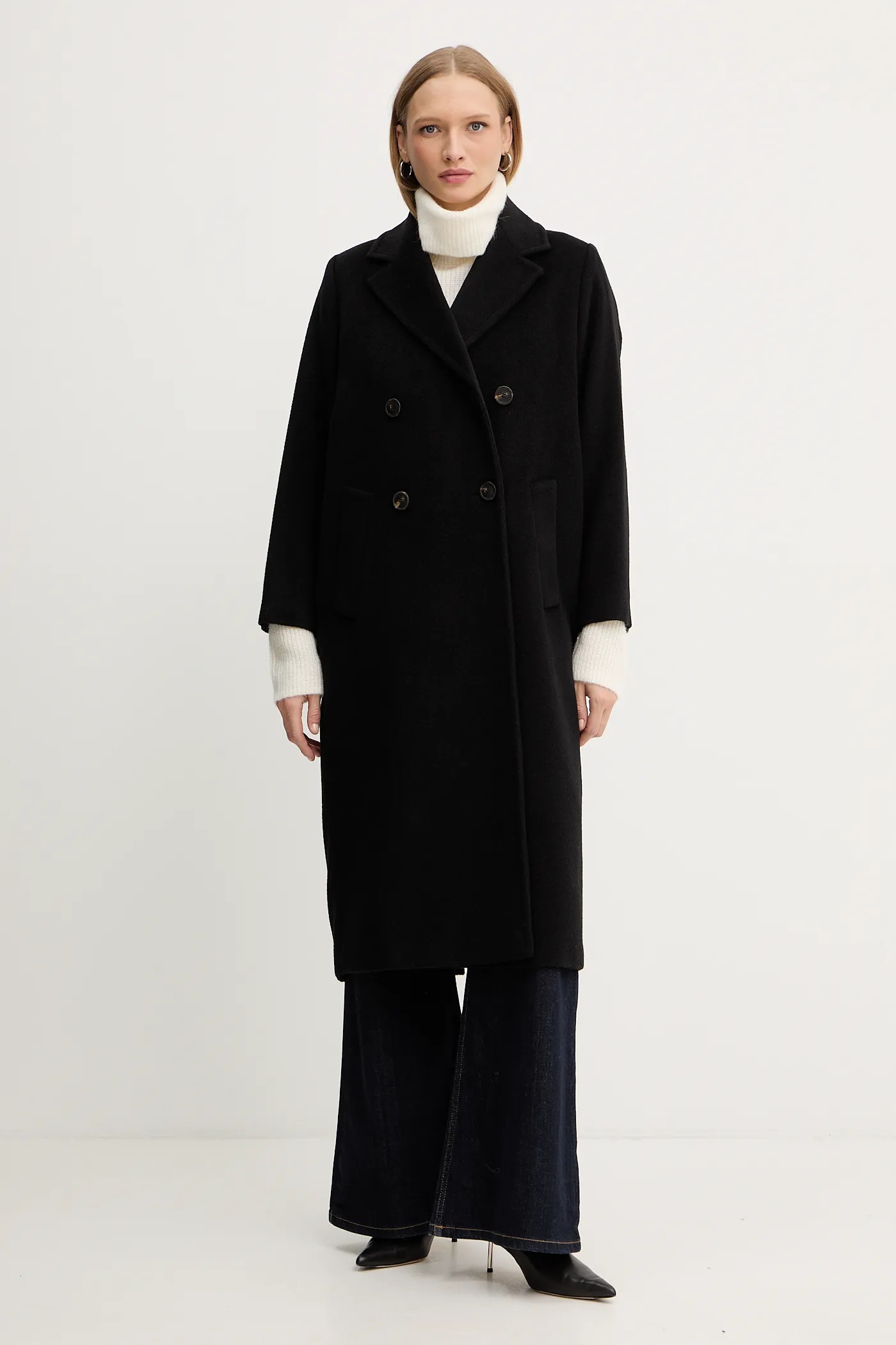 Пальто с добавлением шерсти Weekend Max Mara ZUFOLO цвет чёрный