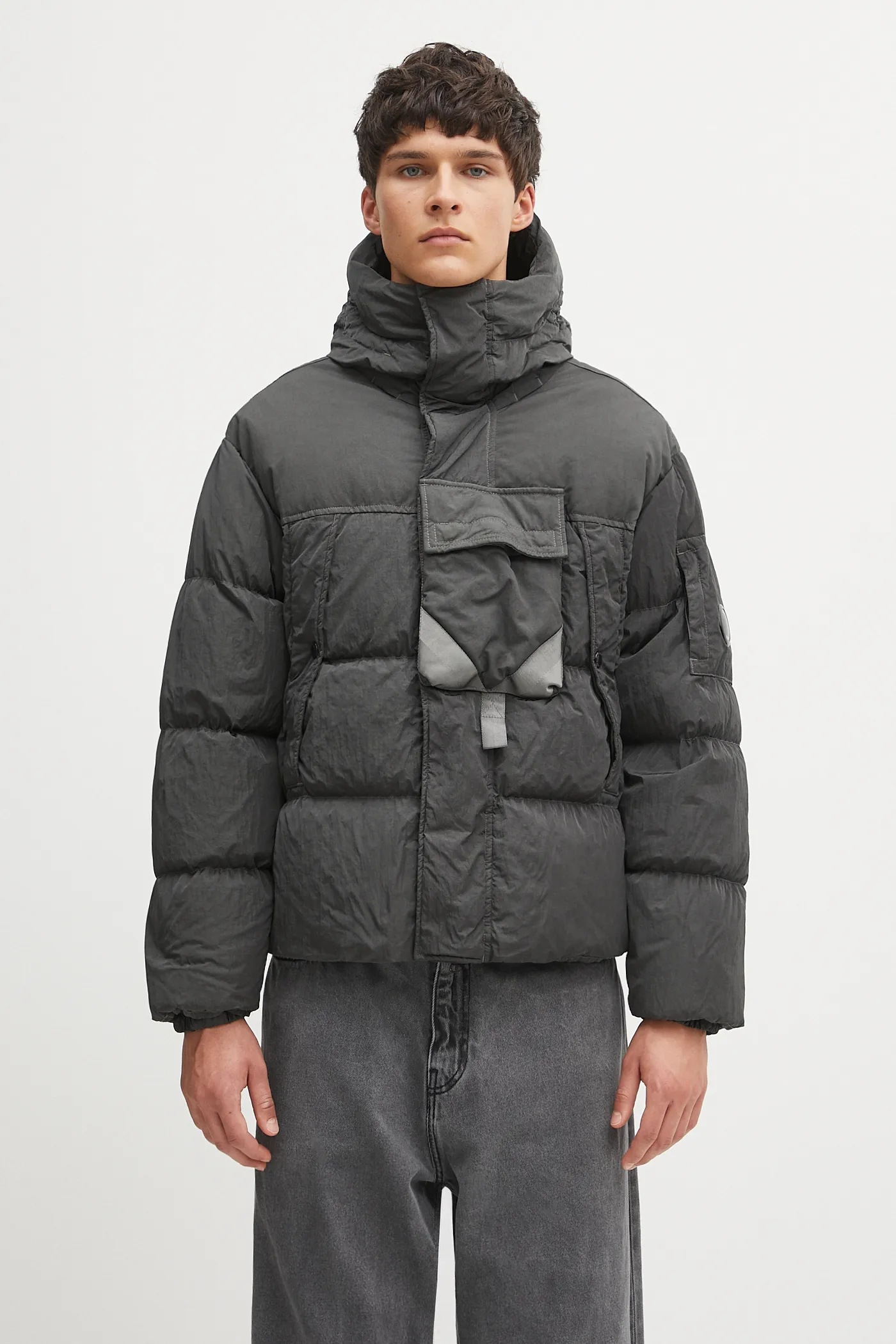 ジャケット・アウター C.P Company Gray Washed Hooded Coat C.P. Company jacket gray color 19CMOW008A110264A at PRM US