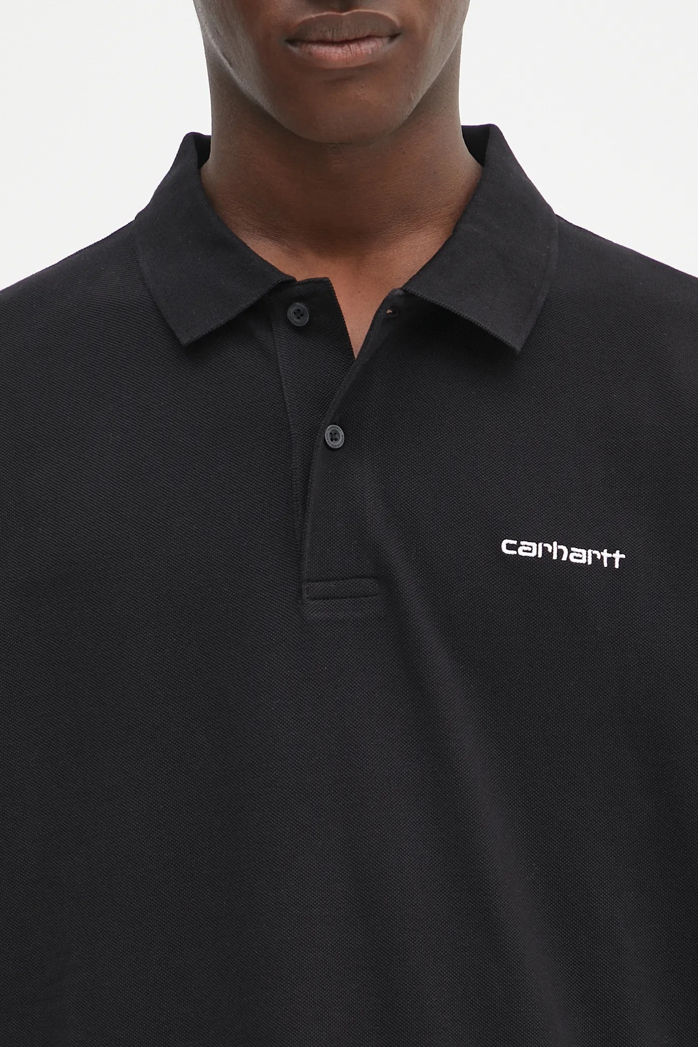 Carhartt WIP cotton polo shirt S/S Carhartt Script black color