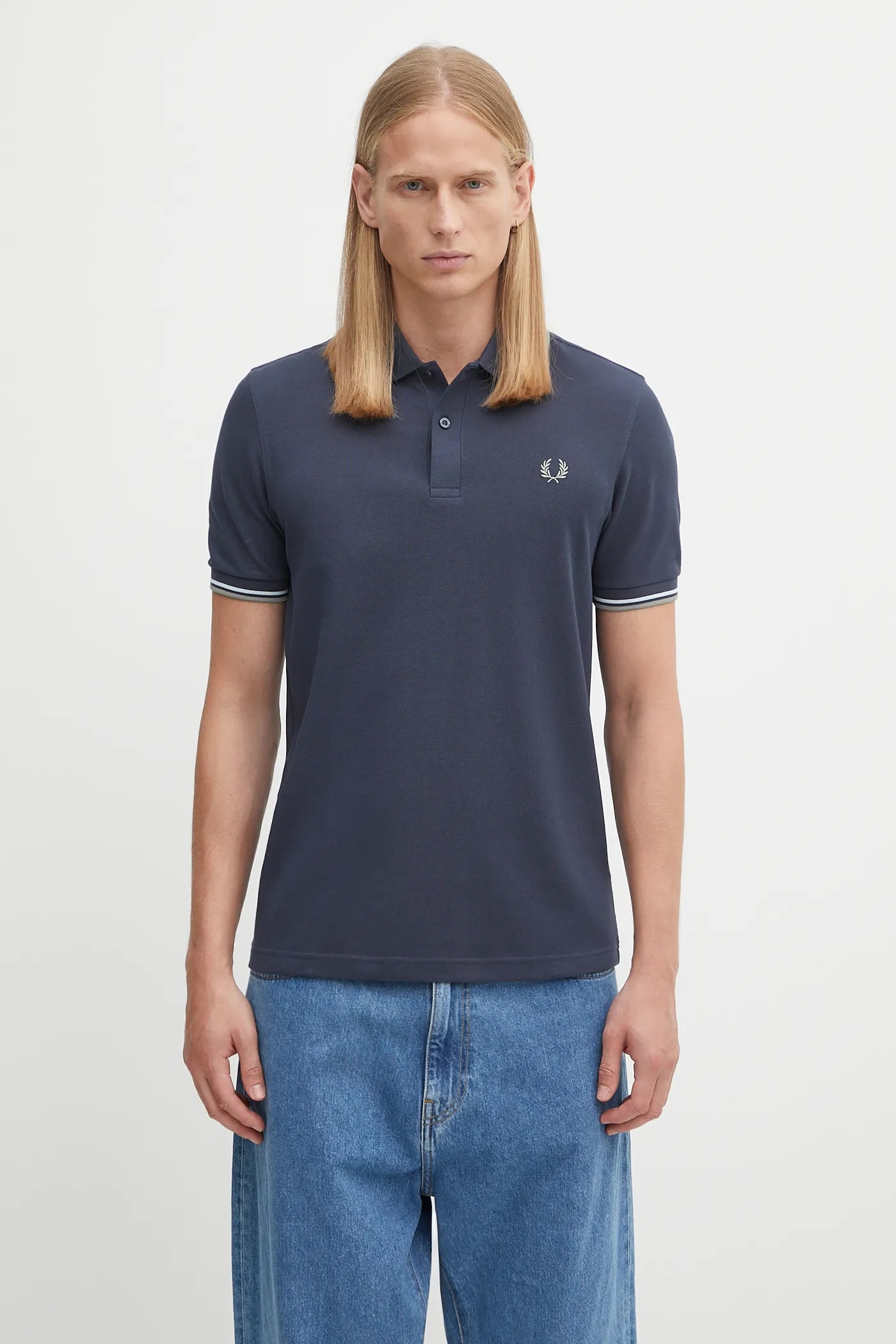 トップス The Fred Perry Shirt M3600 NAVY / WHITE M3600 - Navy / White / White | The Fred Perry Shirt | Men's Short