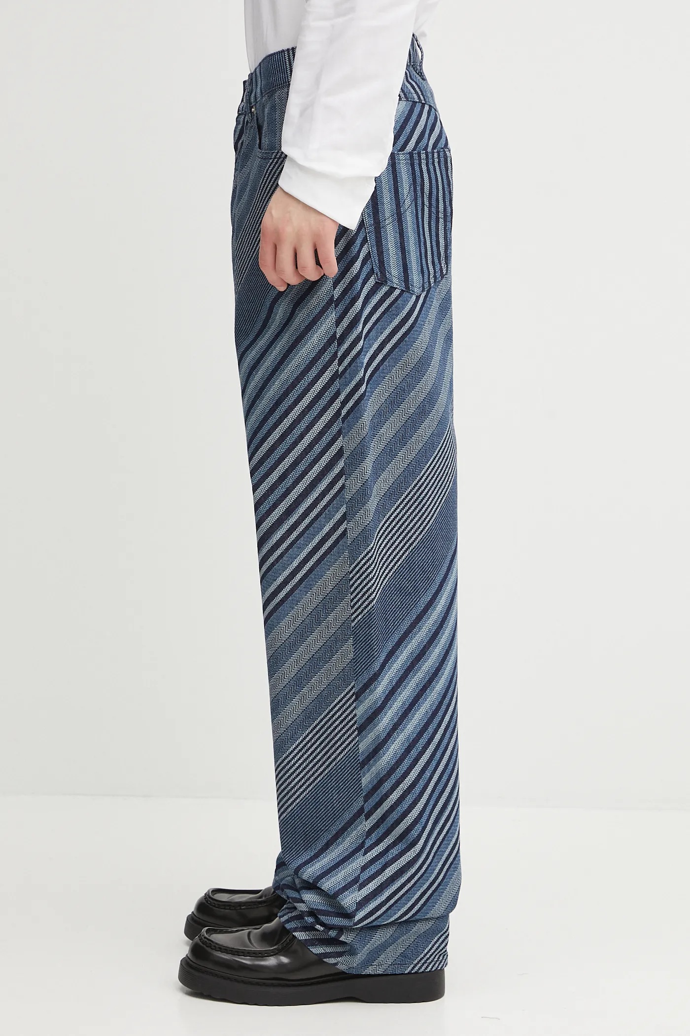 パンツ KENZO Pixel striped denim workwear pants Rinse Stripe Denim Pixel Relaxed Jeans Suisen M(FD55DP4066J1