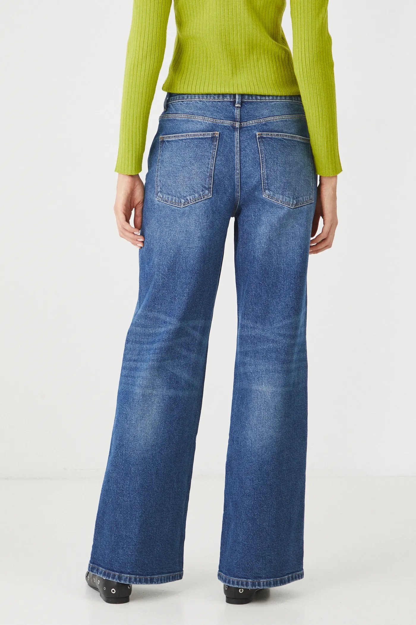 デニム・ジーパン 25SS   High rise wide leg fit mid blue denim Ankle Wide Leg Jeans デニムパンツ ジーンズ レディース