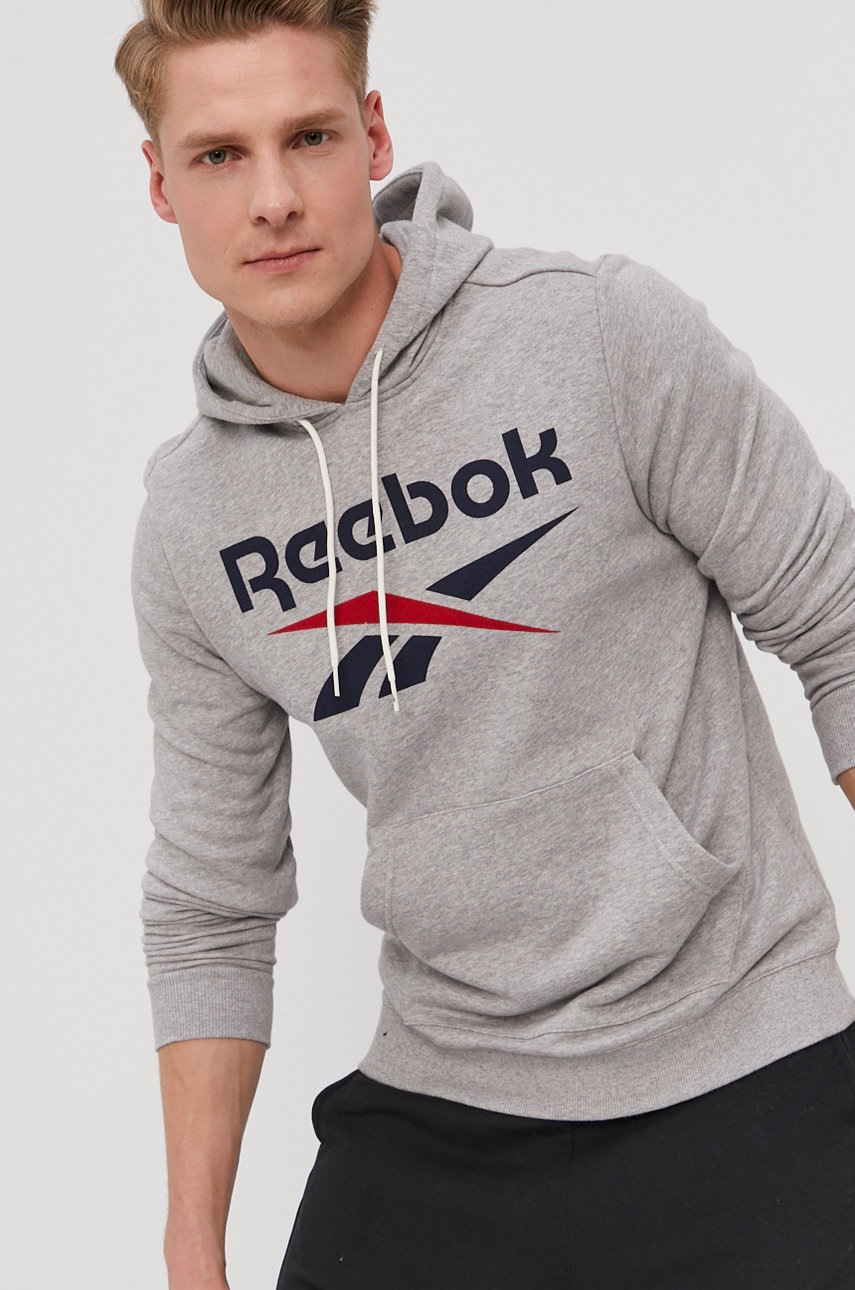 Кофта Reebok чоловіча колір сірий з принтом | ANSWEAR.ua