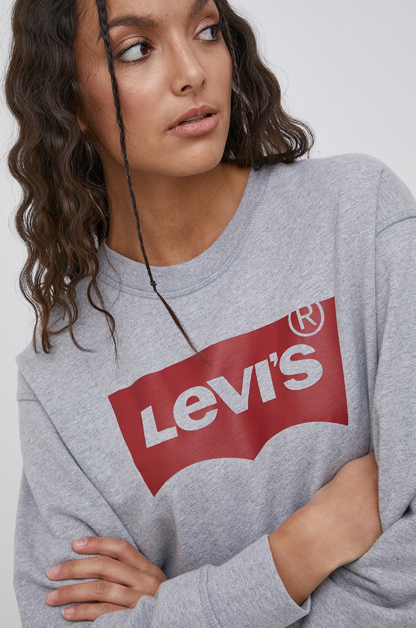 Levi's cotton sweatshirt women's gray color buy on PRM
