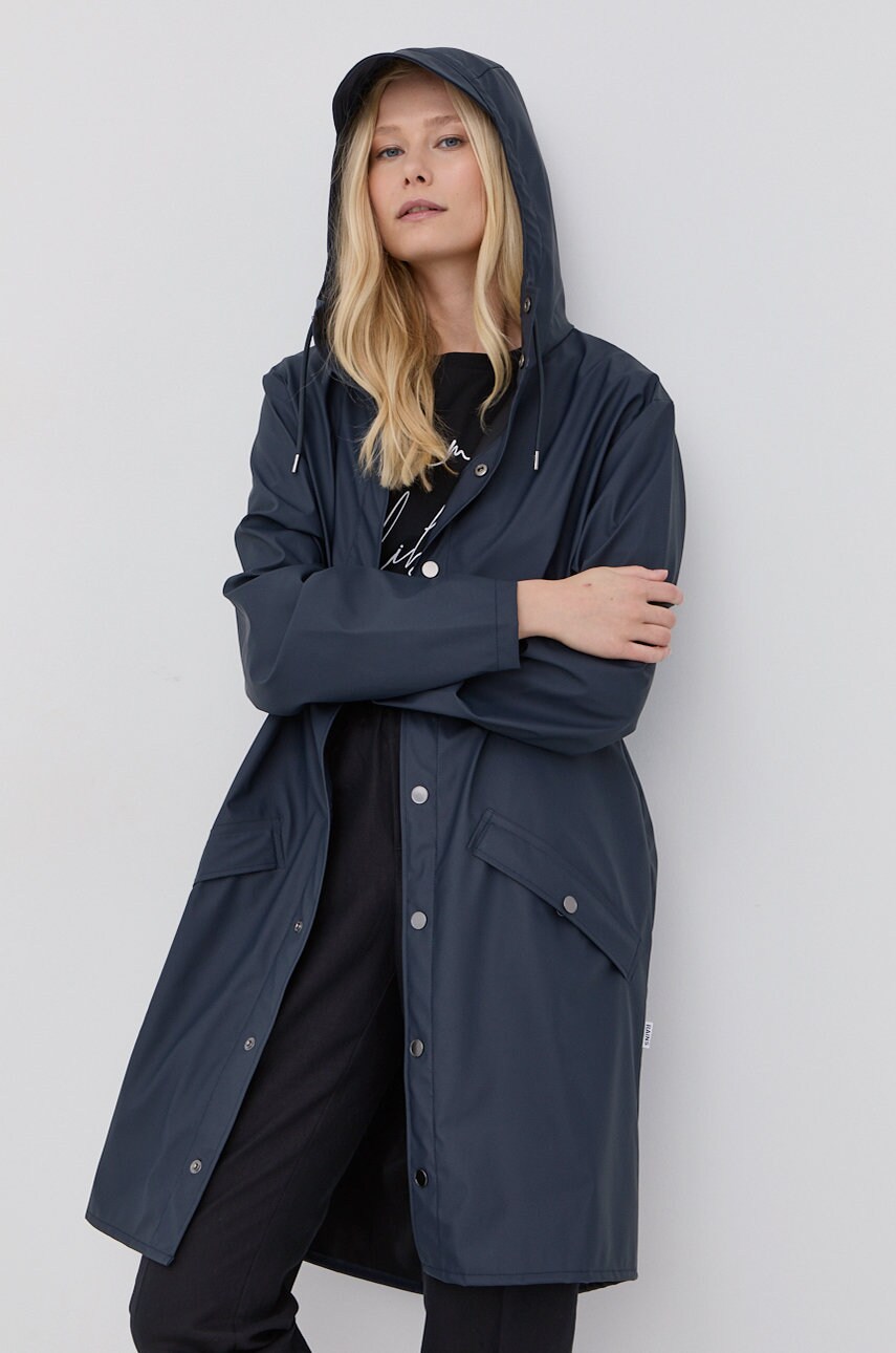 Rains long shop jacket navy