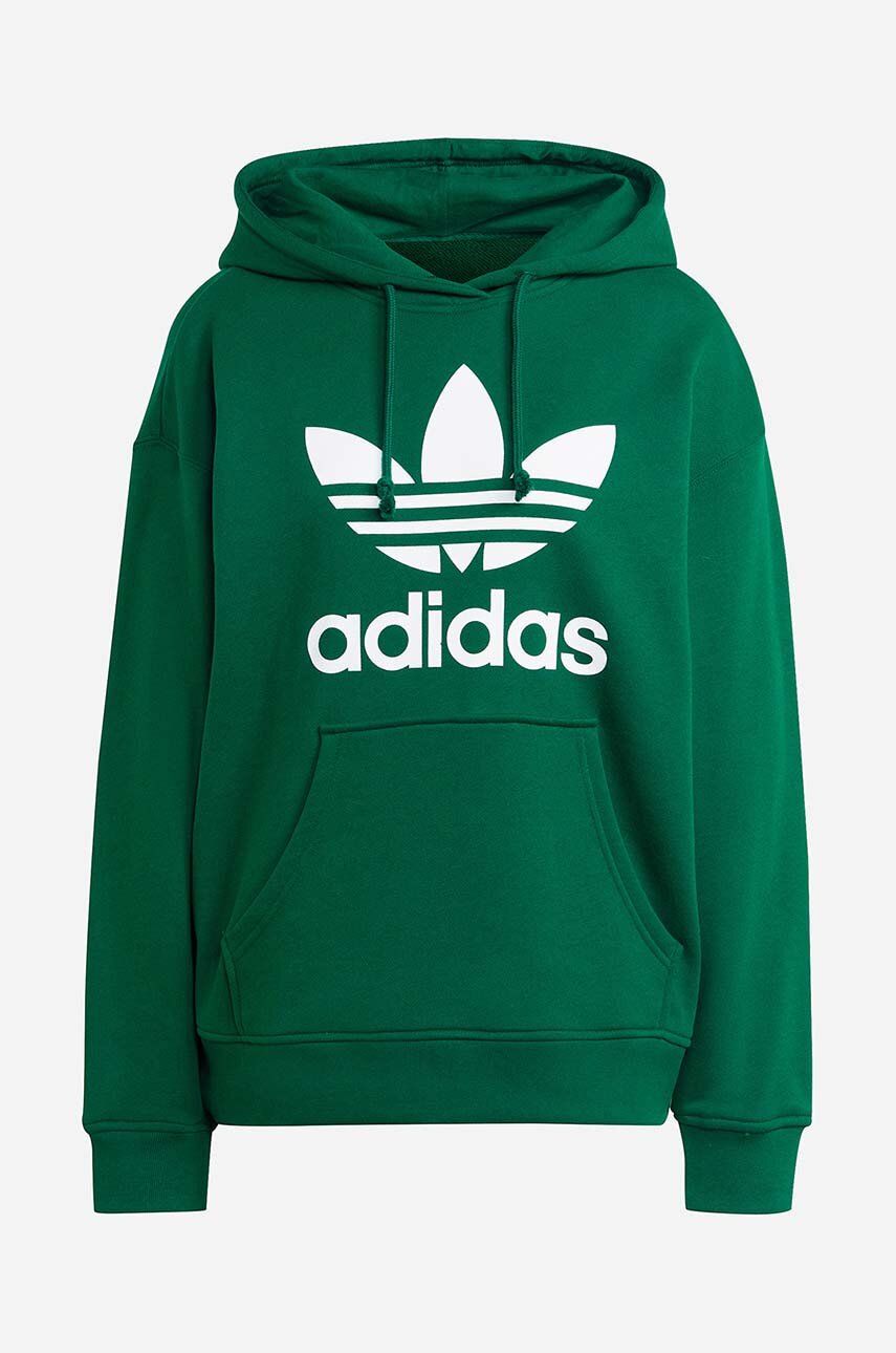 Spanje Ja elleboog adidas Originals bluza bawełniana Trefoil Hoodie damska kolor zielony z  kapturem z nadrukiem IB7433-ZIELONY | kup na PRM
