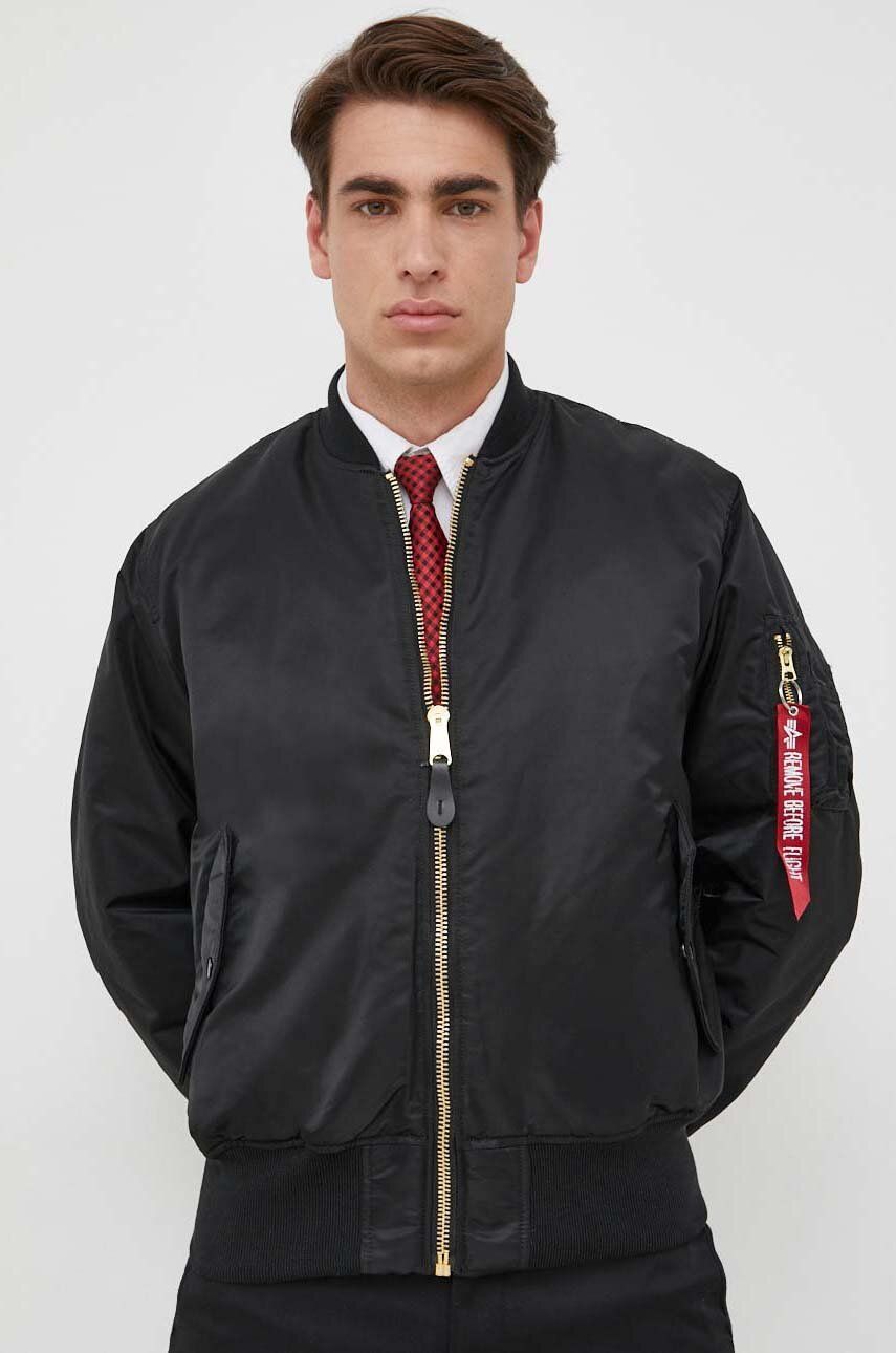 Alpha Industries bomber jacket MA-1 men's black color 100101.03