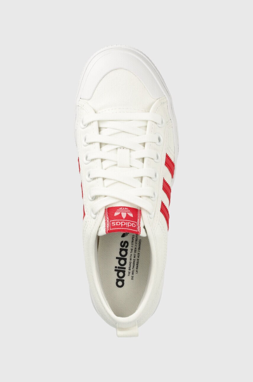 Adidas originals nizza canvas trainers in white shop and red