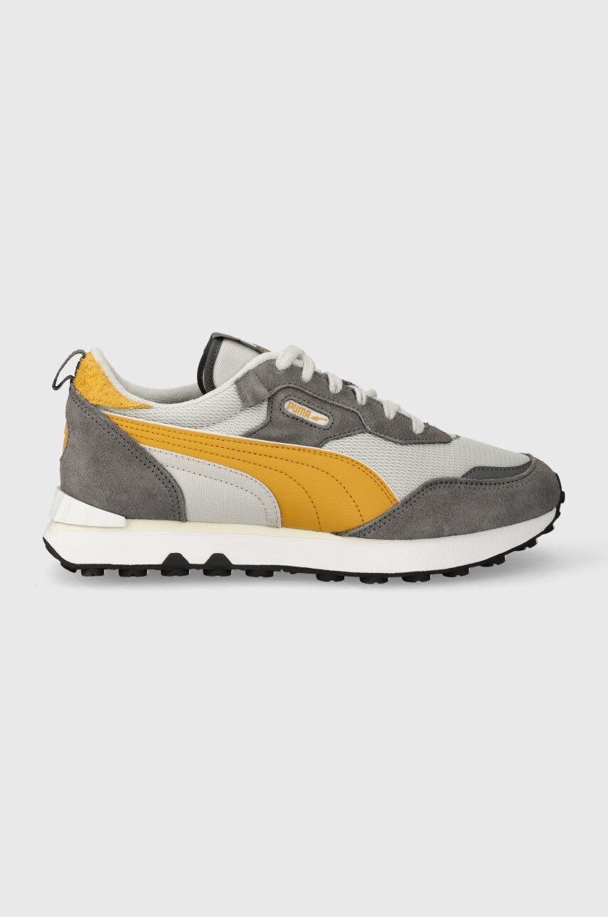 Grey and store yellow pumas