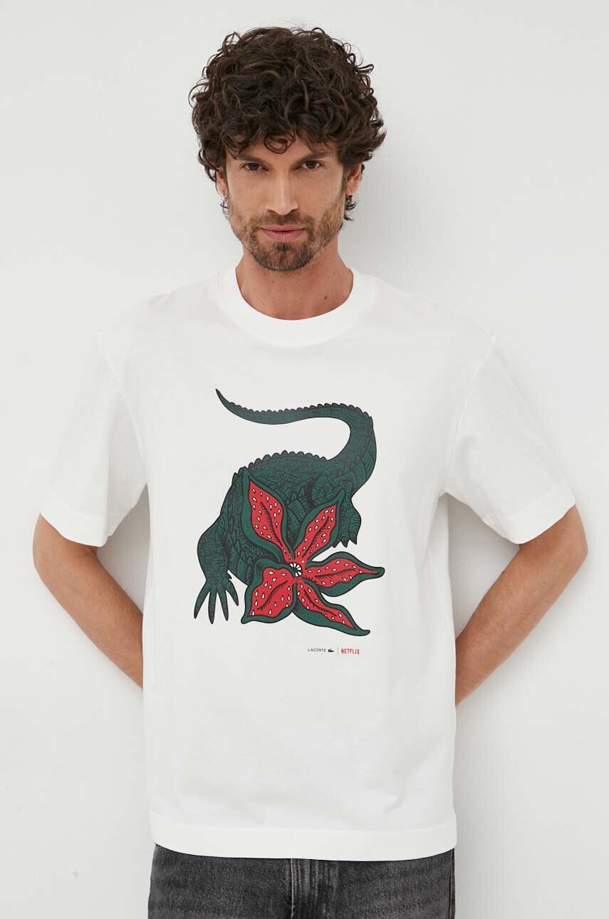 Lacoste cotton T shirt Lacoste x Netflix white color buy on PRM
