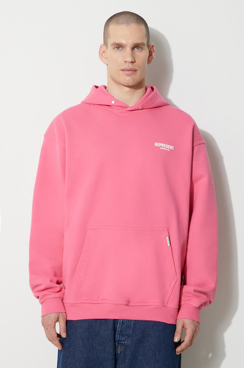 Represent cotton sweatshirt Owners Club Hoodie men's pink color