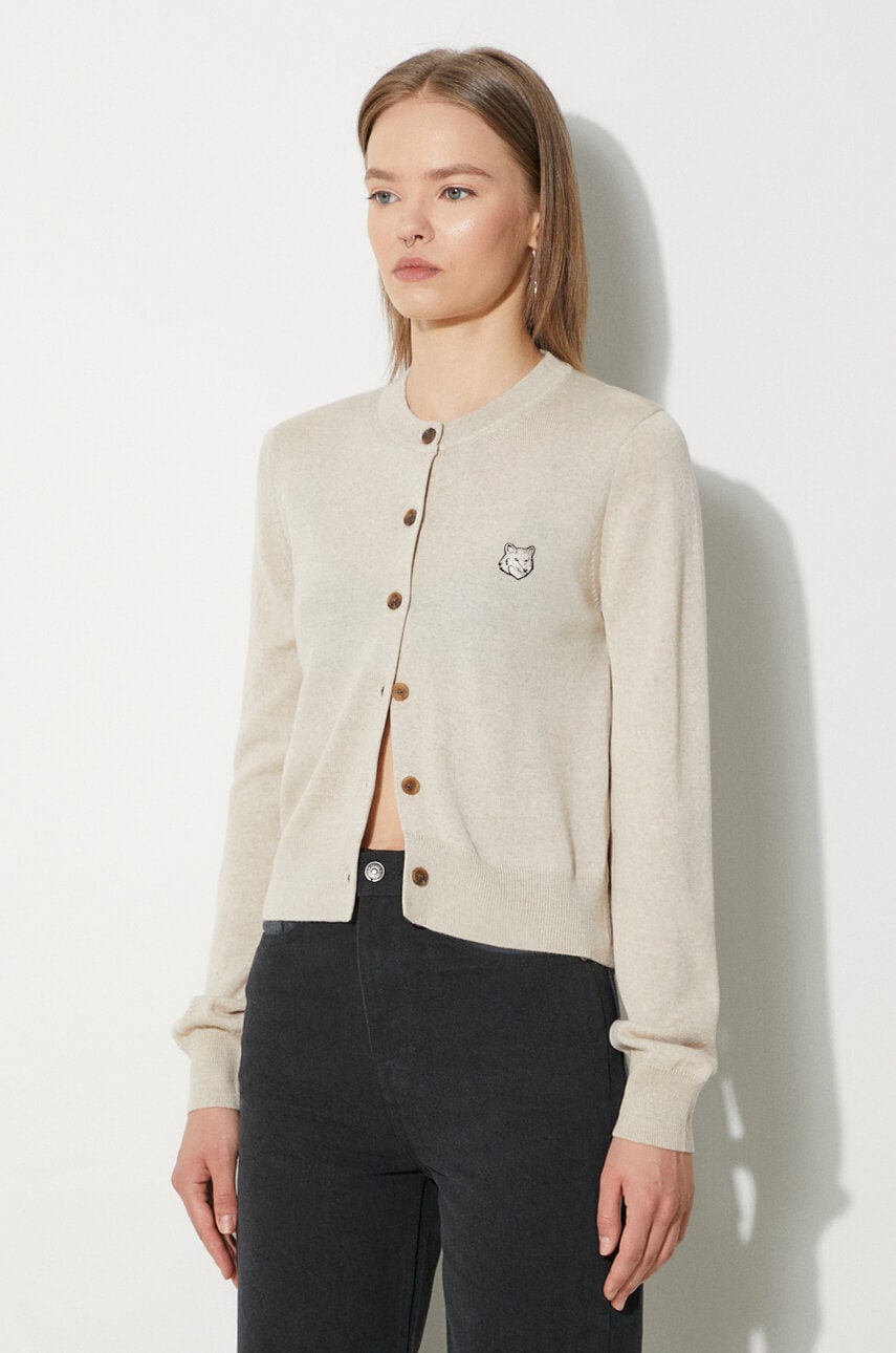Maison kitsune merinos r neck cardigan hot sale