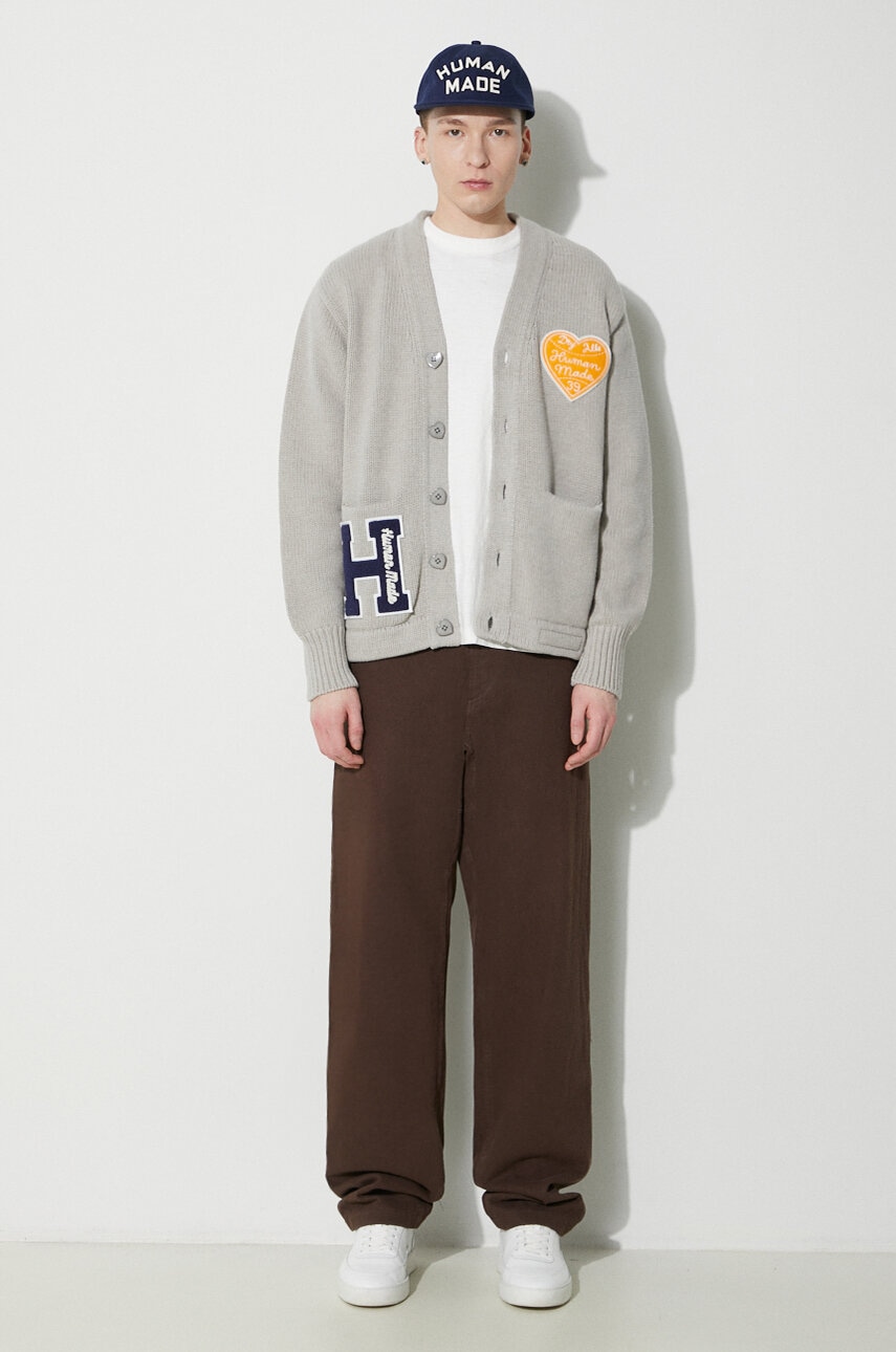 Human Made cardigan Low Gauge Knit Cardigan men's gray color Human Made cardigan Low Gauge Knit Cardigan men's gray color