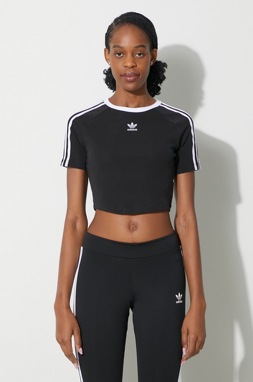 ★ adidas★ Baby Crop Tee Black JN3013 adidas Originals 3 stripe baby cropped t-shirt in black | ASOS