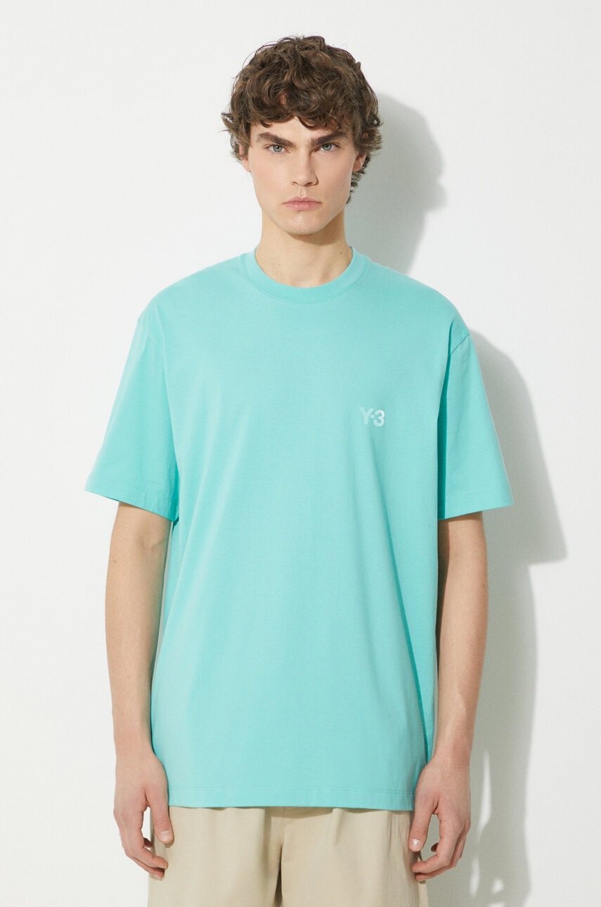 Y-3 cotton t-shirt Relaxed SS Tee men's turquoise color