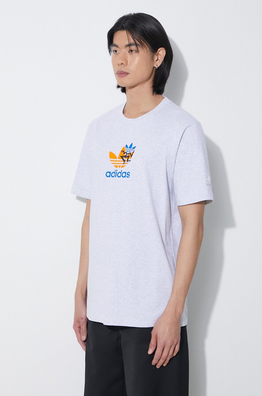 adidas Originals cotton t shirt men s gray color with a print IS2912 at PRM US