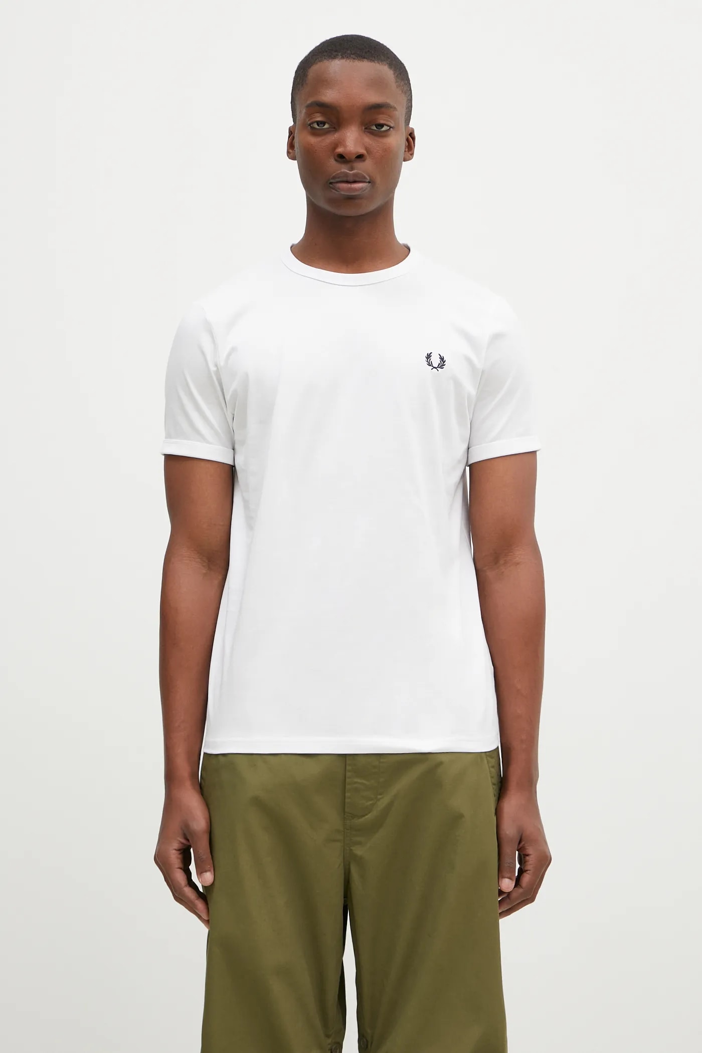 Tシャツ・カットソー FRED PERRY Men T Shirts M3519 100 White Fred Perry cotton t-shirt Ringer T-Shirt PRM EU